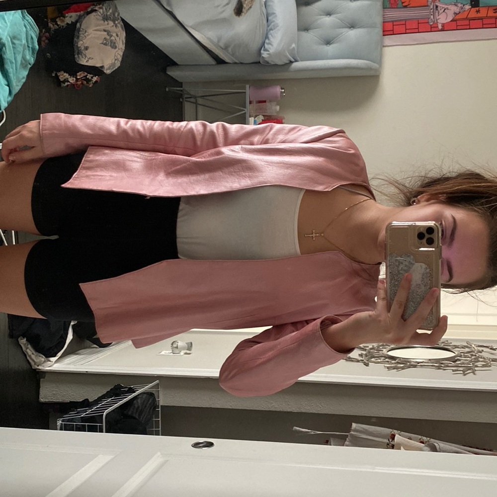 Pink faux leather jacket